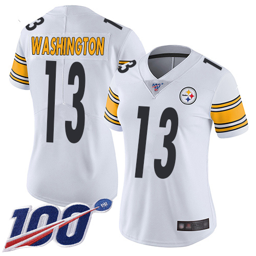 Women Pittsburgh Steelers Football 13 Limited White James Washington Road 100th Season Vapor Untouchable Nike NFL Jersey